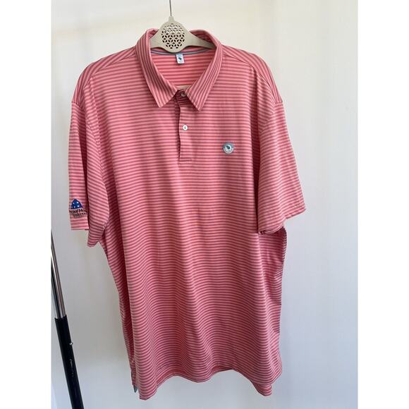 Player 2 Performance Golf Polo Shirt Pink Striped‎ Short Sleeve Men's 2XL - Picture 1 of 8